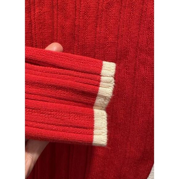 BDG Urban Outfitters Large Red Ribbed Kiara Mock Neck Long Sleeve Top Open Back - Picture 6 of 11